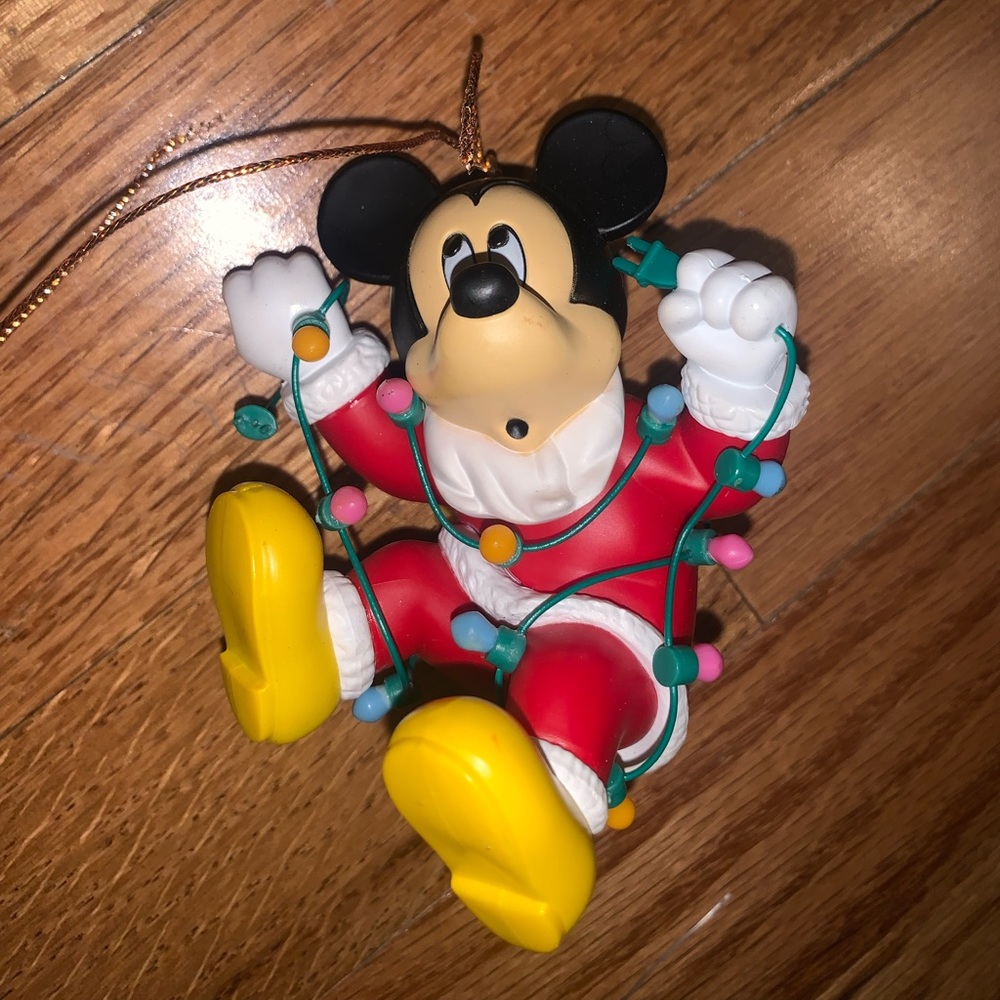 1992 mickey tangled in lights ornament